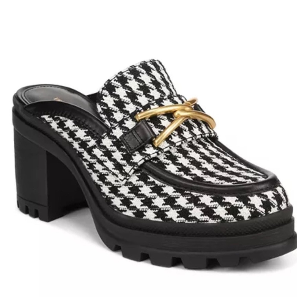 Veronica Beard Women's Wynter Houndstooth Platform Loafer Mules size 9